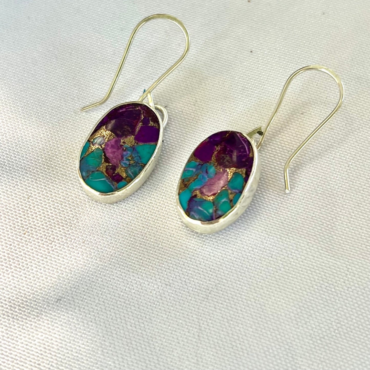 STERLING SILVER MOHAVE/BLUE TURQUOISE EARRINGS - HEAVEN AND EARTH TALISMAN