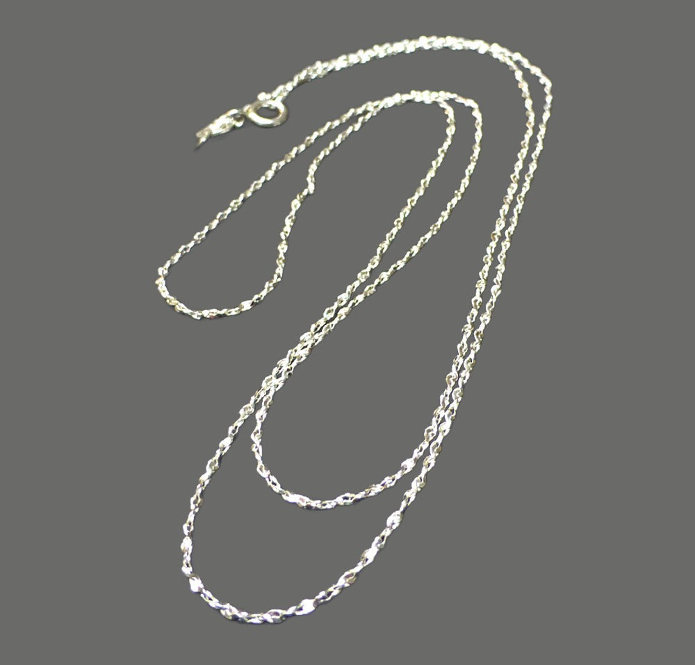 STERLING SILVER DIAMOND CUT CABLE CHAIN NECKLACE 16 INCHES