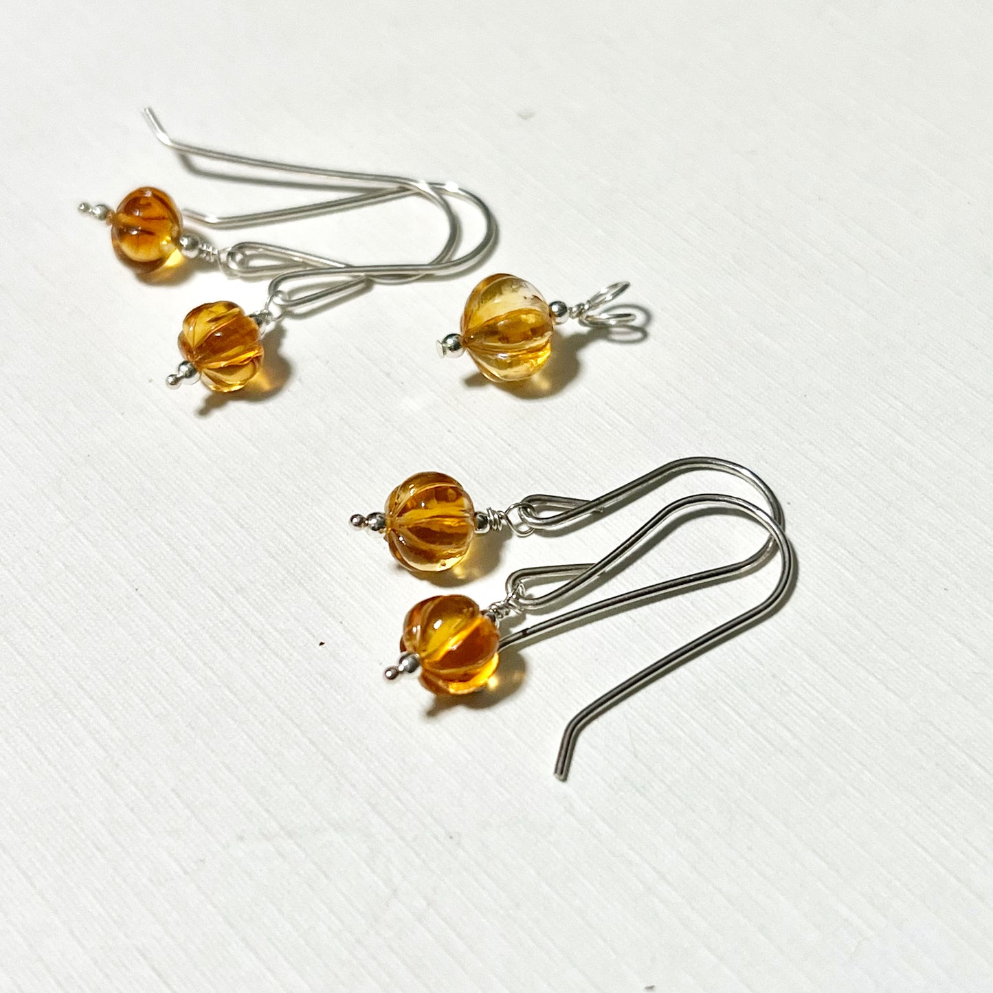 STERLING SILVER CITRINE PUMPKIN NECKLACE/EARRINGS - I BOW TALISMAN