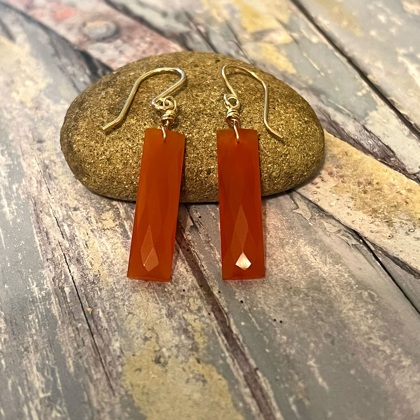 GOLD FILLED CARNELIAN EARRINGS - COURAGE TALISMAN