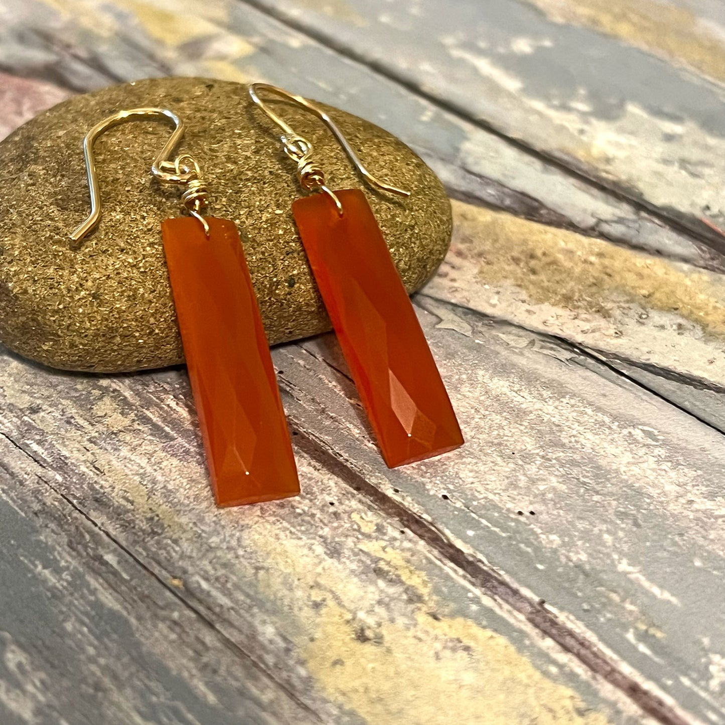 GOLD FILLED CARNELIAN EARRINGS - COURAGE TALISMAN
