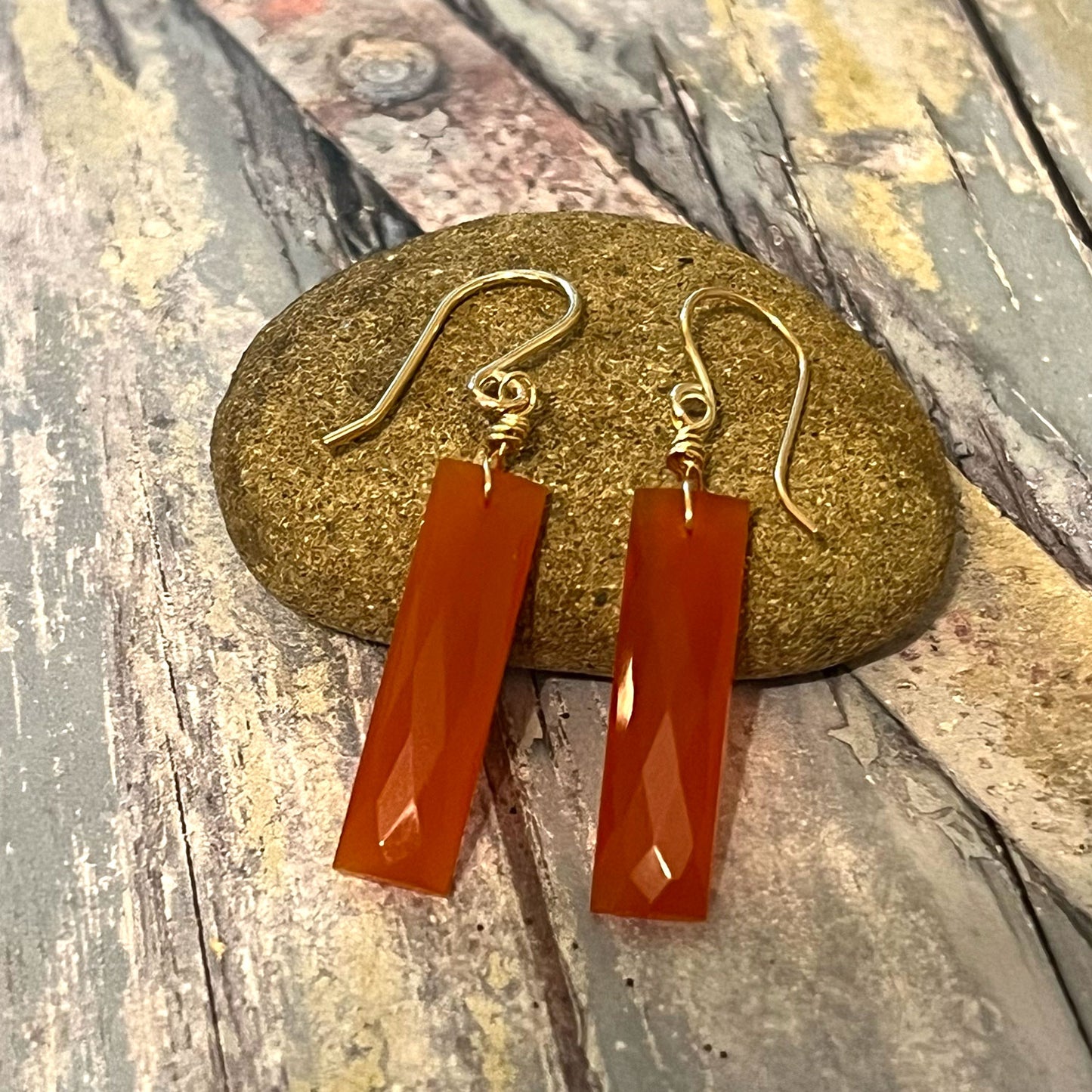 GOLD FILLED CARNELIAN EARRINGS - COURAGE TALISMAN