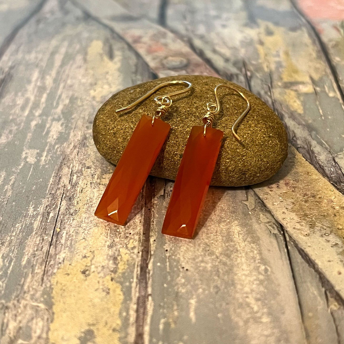 GOLD FILLED CARNELIAN EARRINGS - COURAGE TALISMAN