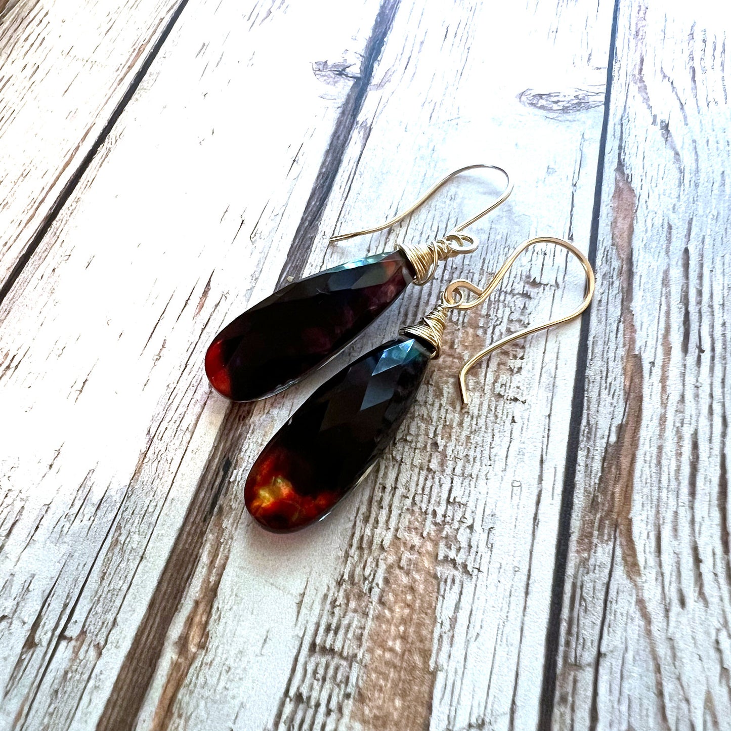 GOLD FILLED FIRE ABALONE EARRINGS - I IMAGINE TALISMAN