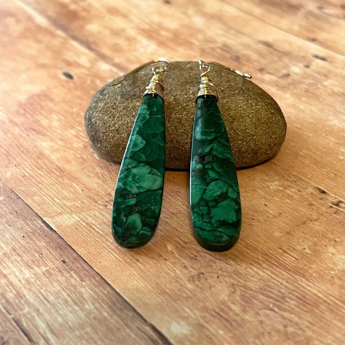 GOLD FILLED MALACHITE EARRINGS - VISION TALISMAN