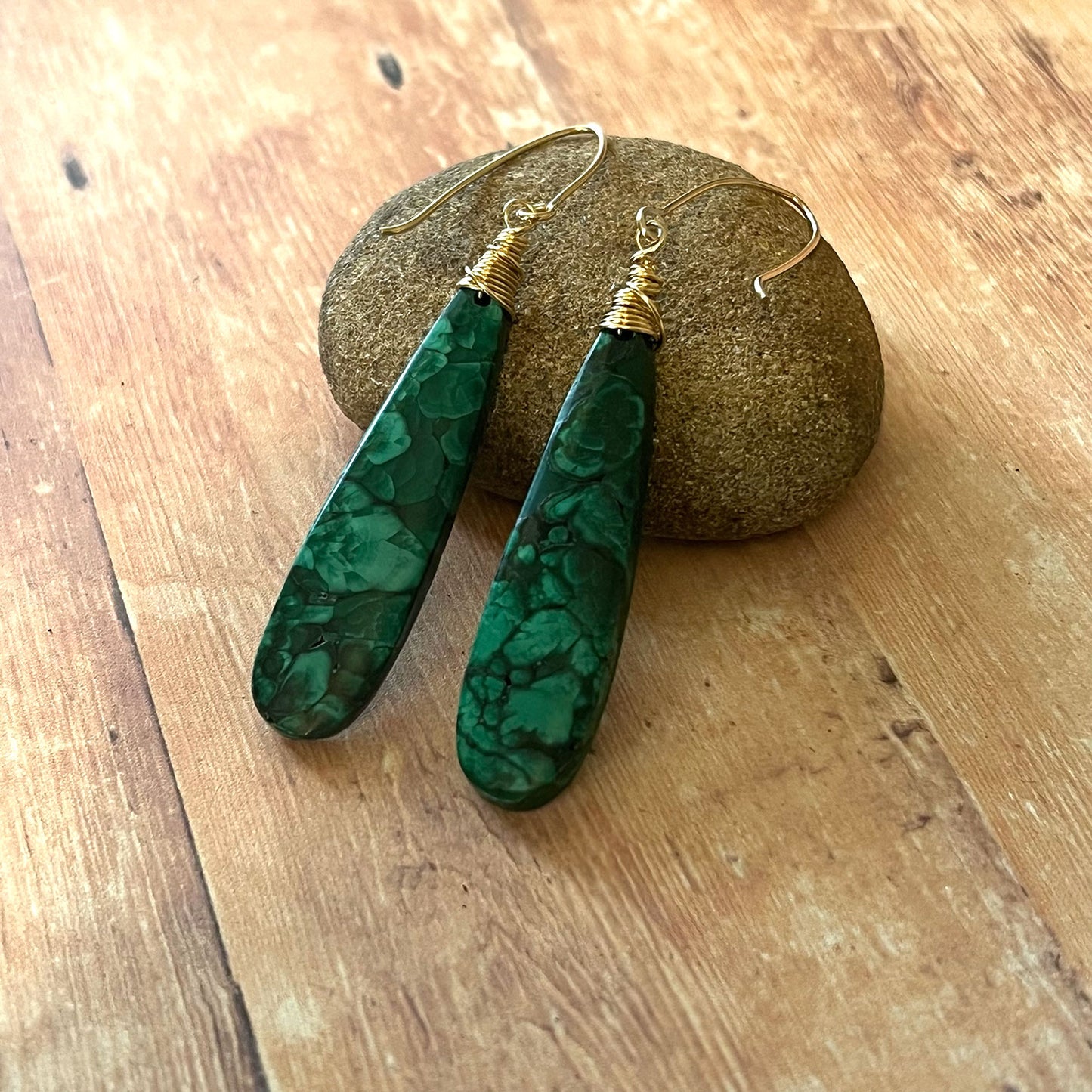 GOLD FILLED MALACHITE EARRINGS - VISION TALISMAN