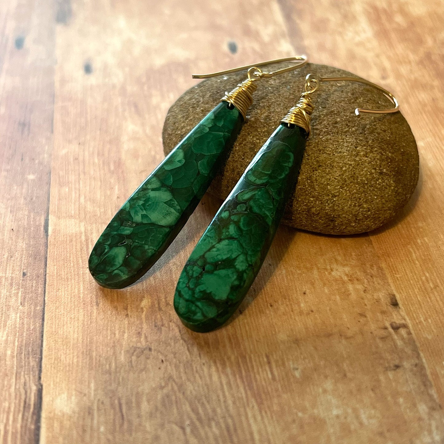 GOLD FILLED MALACHITE EARRINGS - VISION TALISMAN