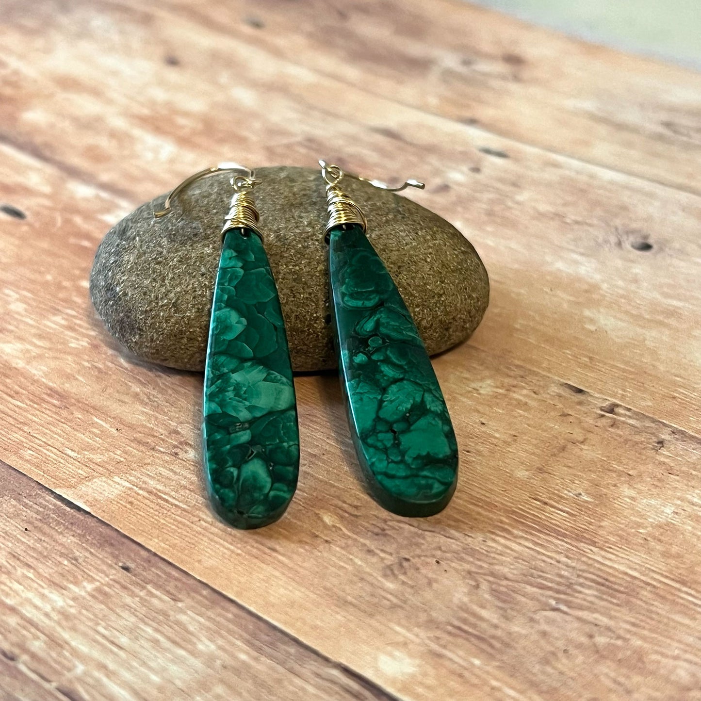 GOLD FILLED MALACHITE EARRINGS - VISION TALISMAN
