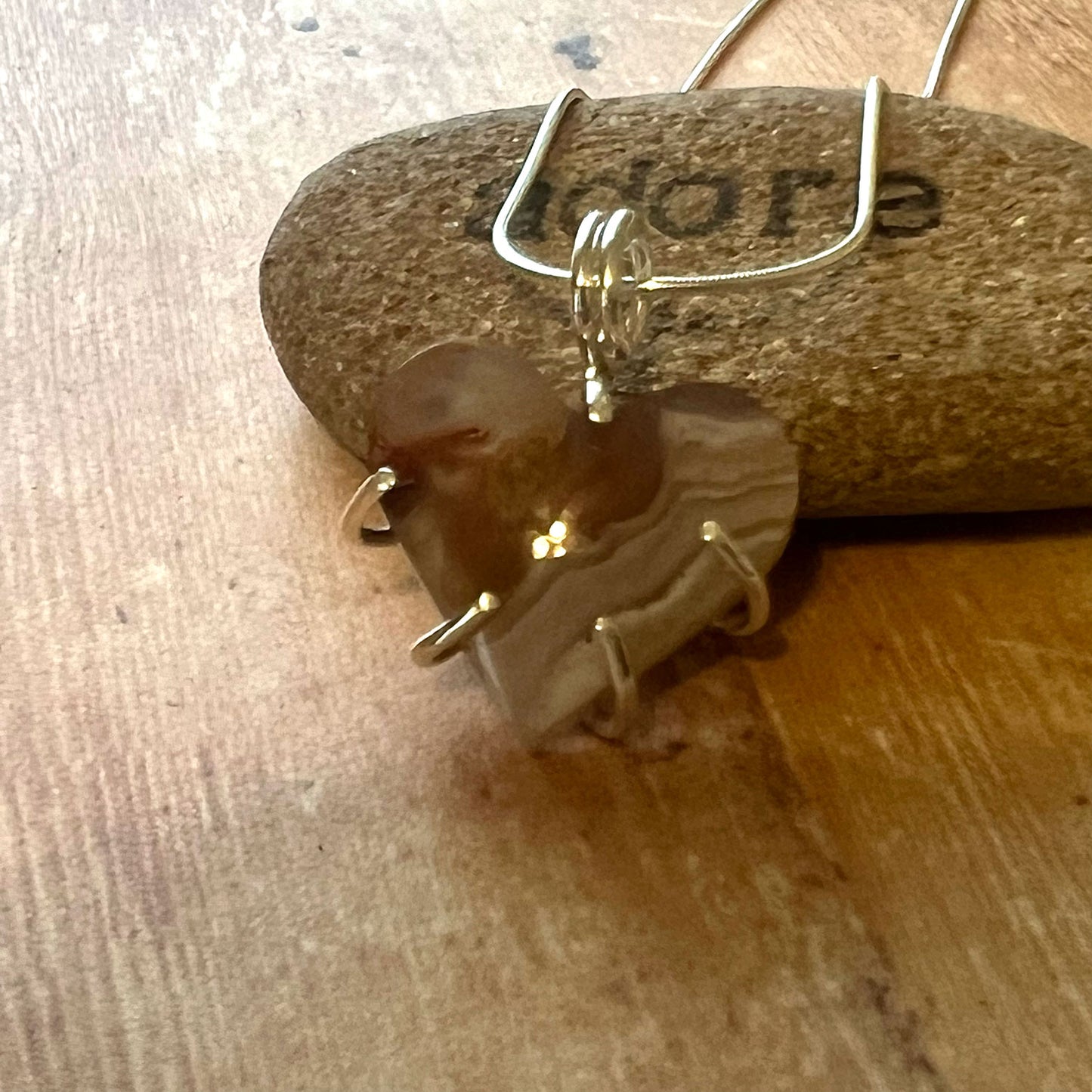 STERLING SILVER AGUA NUEVA AGATE HEART NECKLACE - PROTECTIVE EMBRACE TALISMAN