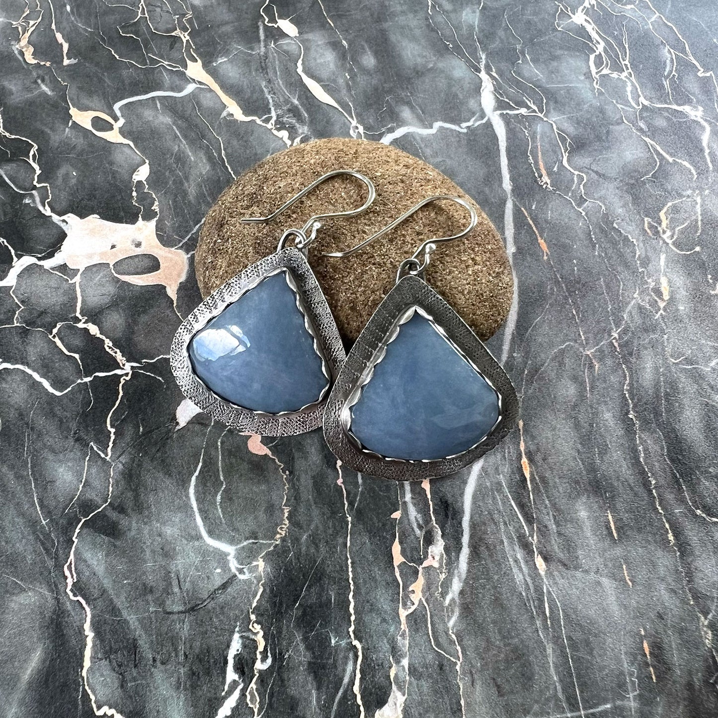 STERLING SILVER ANGELITE EARRINGS - INNER COMMUNICATION TALISMAN