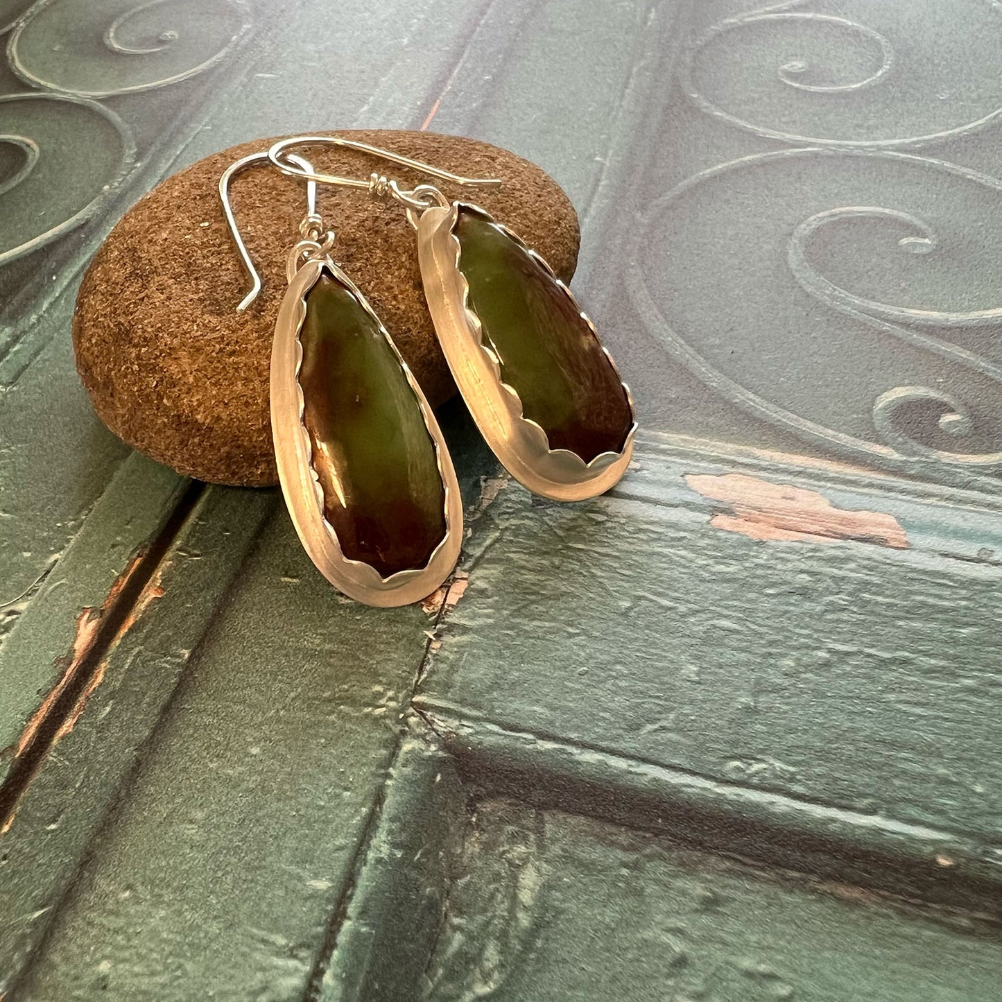 STERLING SILVER BIO-CHRYSOPRASE EARRINGS - BALANCE ME TALISMAN