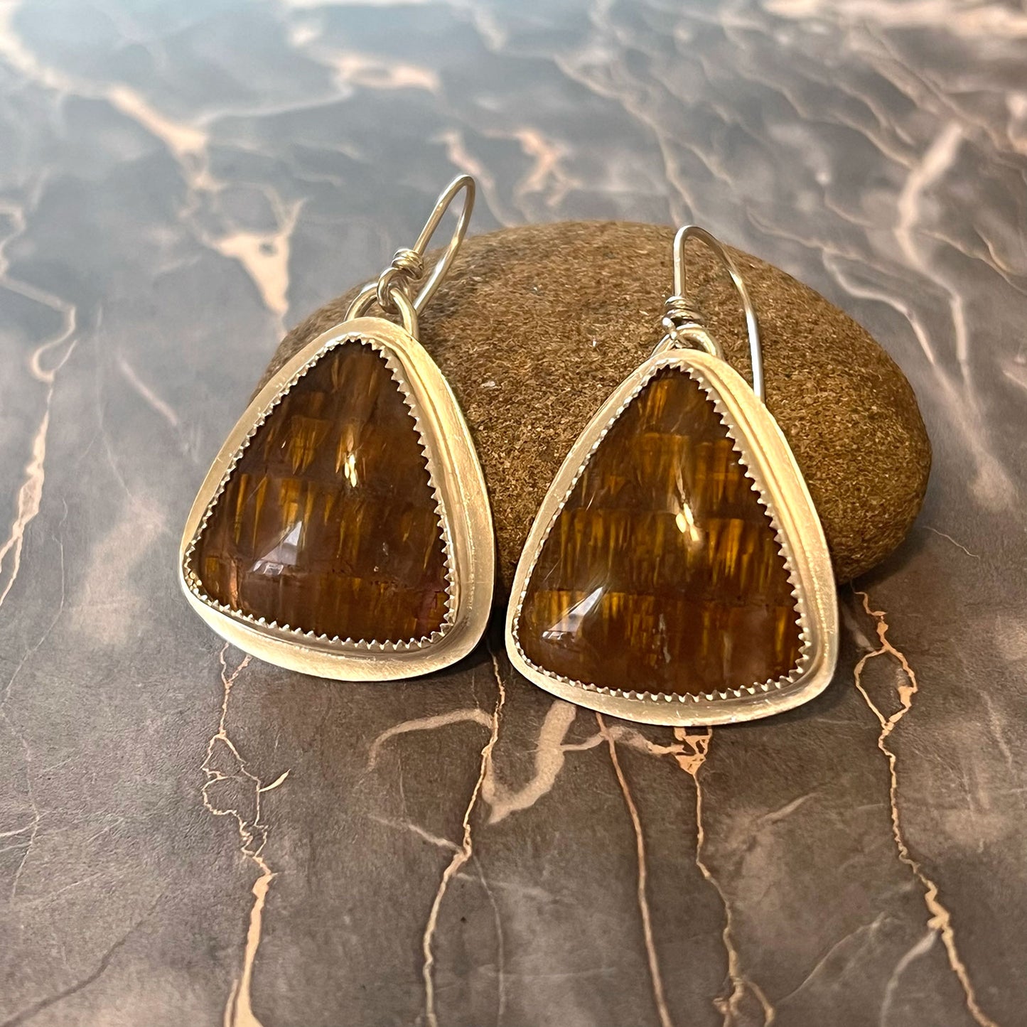 STERLING SILVER BEZEL SET CACOXENITE EARRINGS - I AM ELEVATED TALISMAN