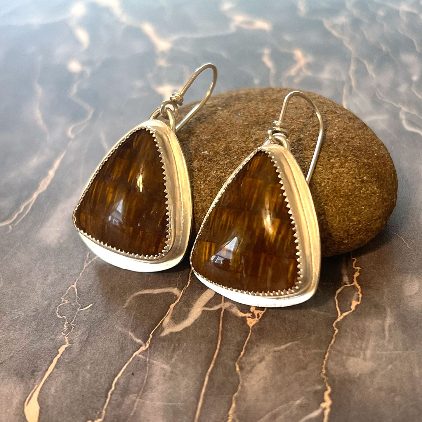 STERLING SILVER BEZEL SET CACOXENITE EARRINGS - I AM ELEVATED TALISMAN