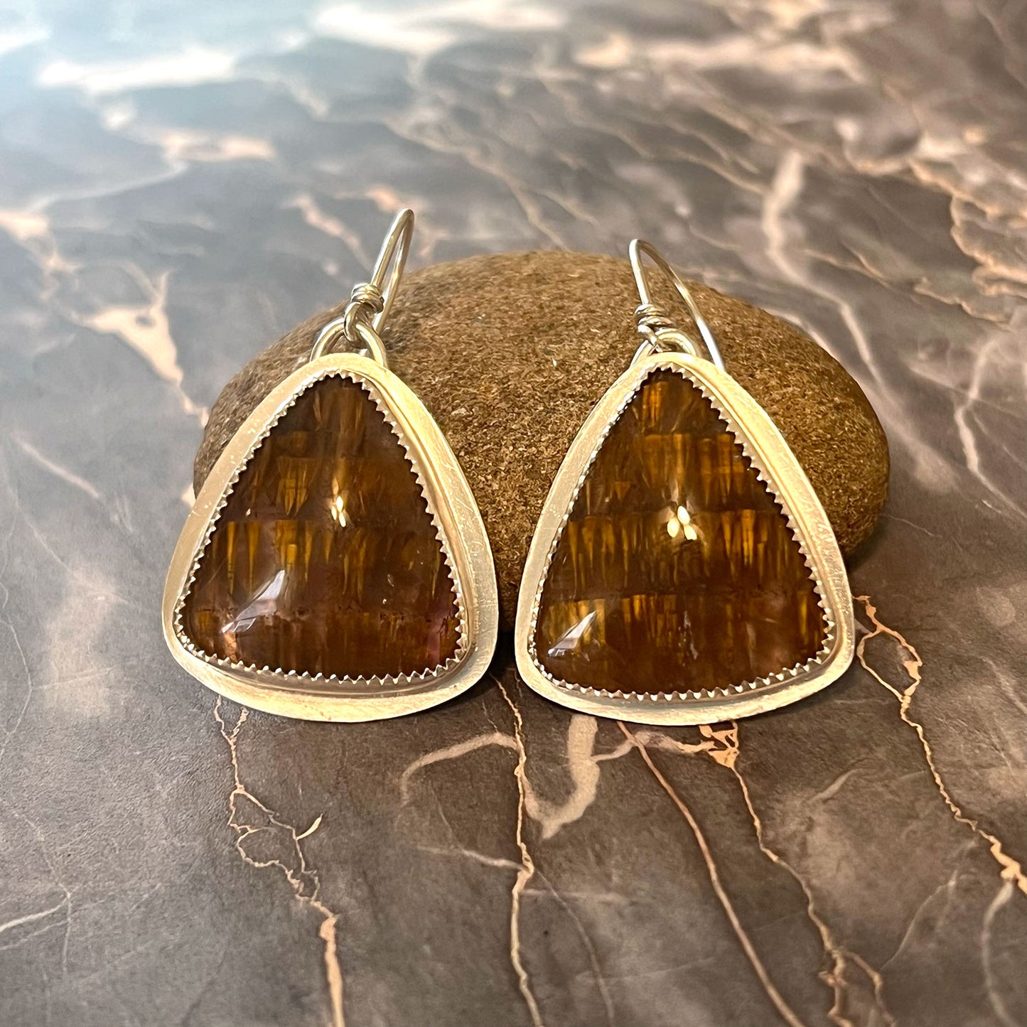 STERLING SILVER BEZEL SET CACOXENITE EARRINGS - I AM ELEVATED TALISMAN