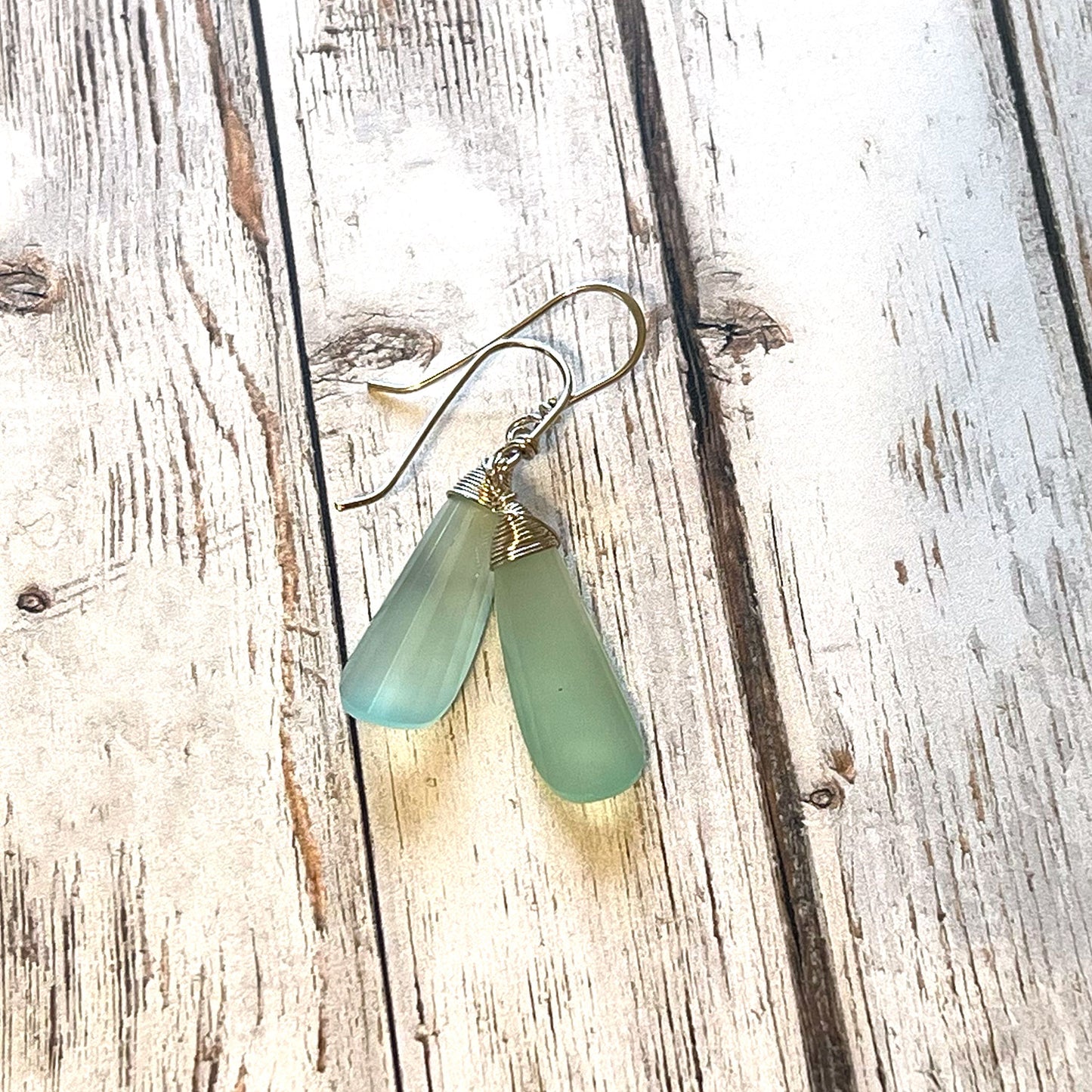 STERLING SILVER CHALCEDONY PETAL EARRINGS - GOOD WILL TALISMAN