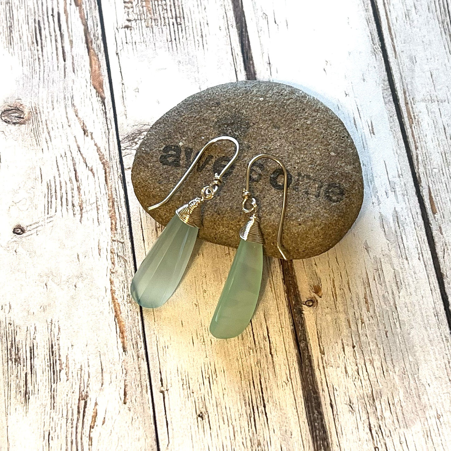STERLING SILVER CHALCEDONY PETAL EARRINGS - GOOD WILL TALISMAN