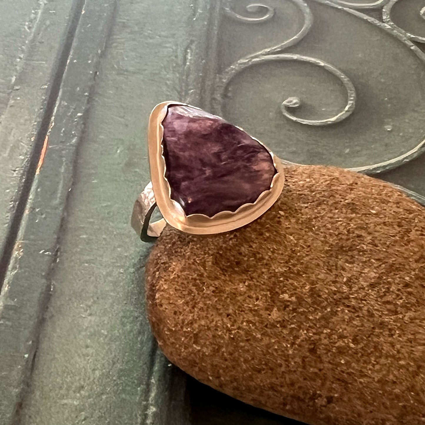 STERLING SILVER CHAROITE RING - I ACCEPT TALISMAN