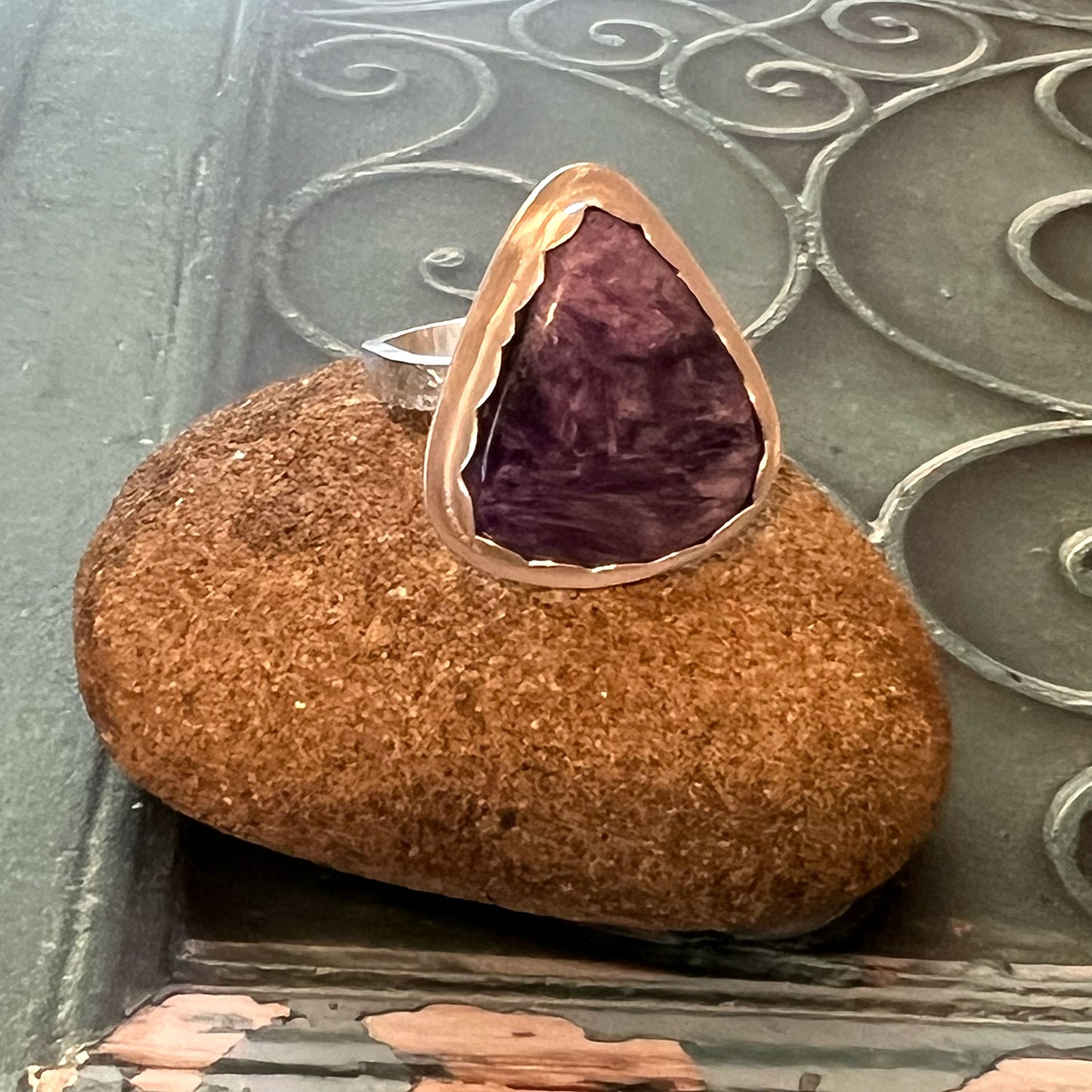 STERLING SILVER CHAROITE RING - I ACCEPT TALISMAN