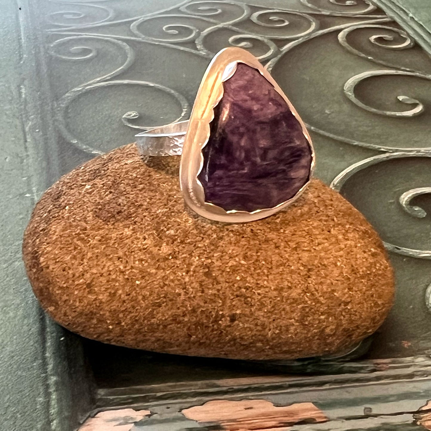 STERLING SILVER CHAROITE RING - I ACCEPT TALISMAN