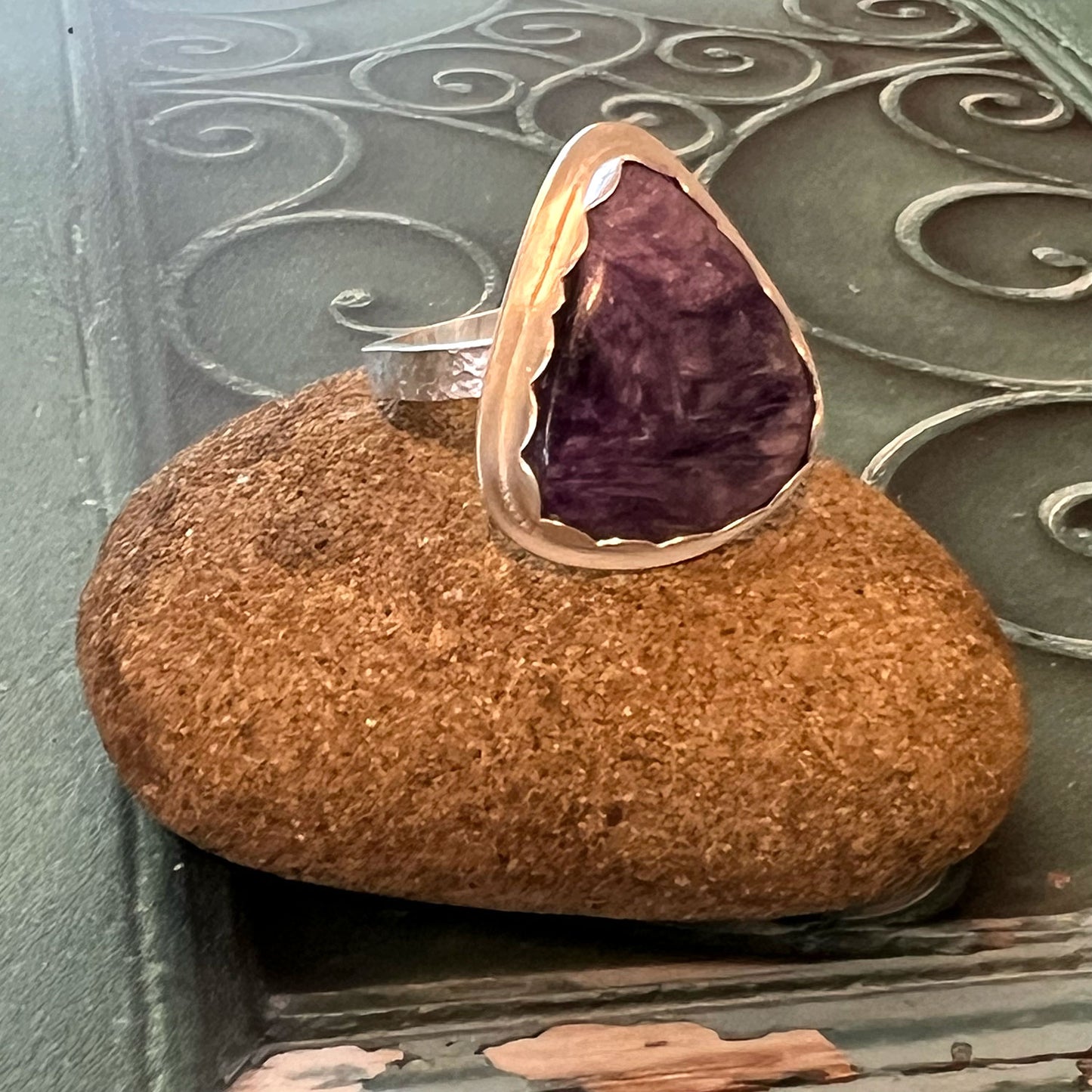 STERLING SILVER CHAROITE RING - I ACCEPT TALISMAN