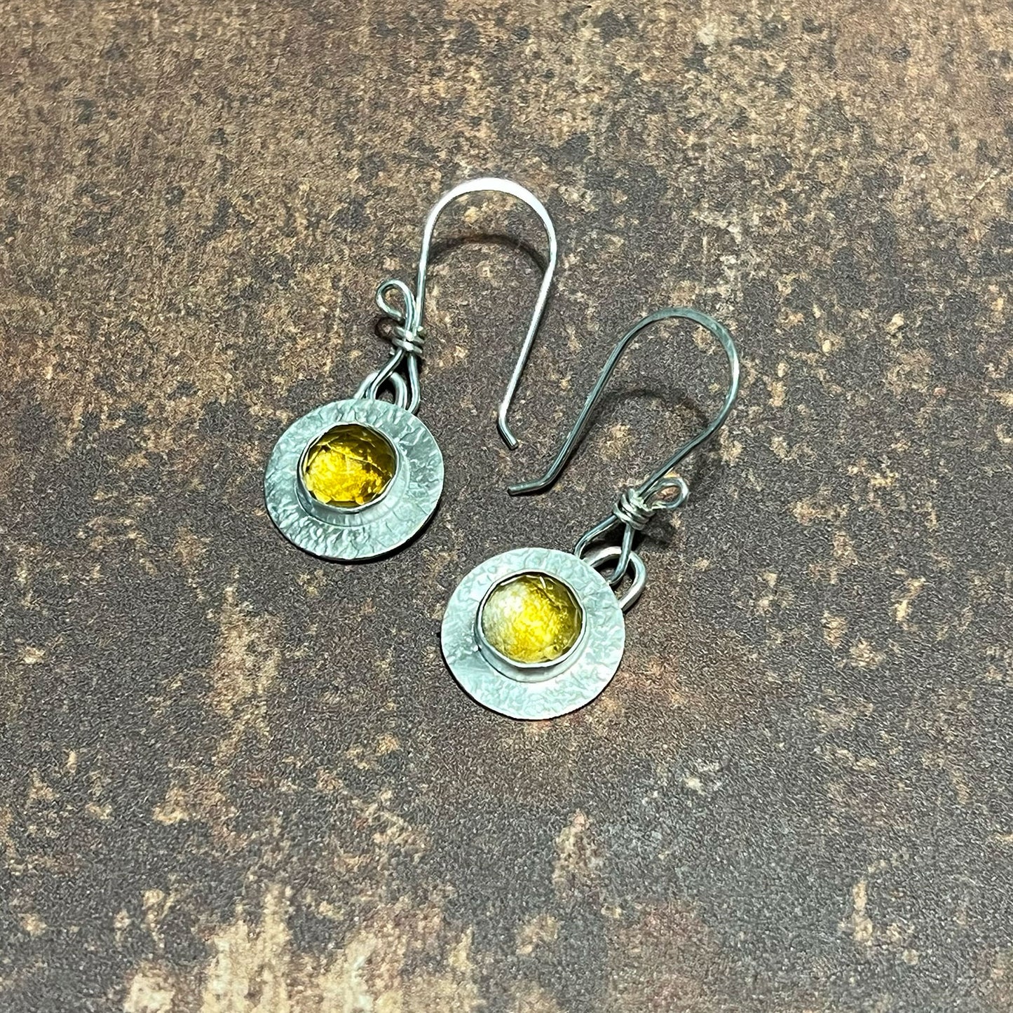 STERLING SILVER CITRINE BEZEL EARRINGS - I BOW TALISMAN