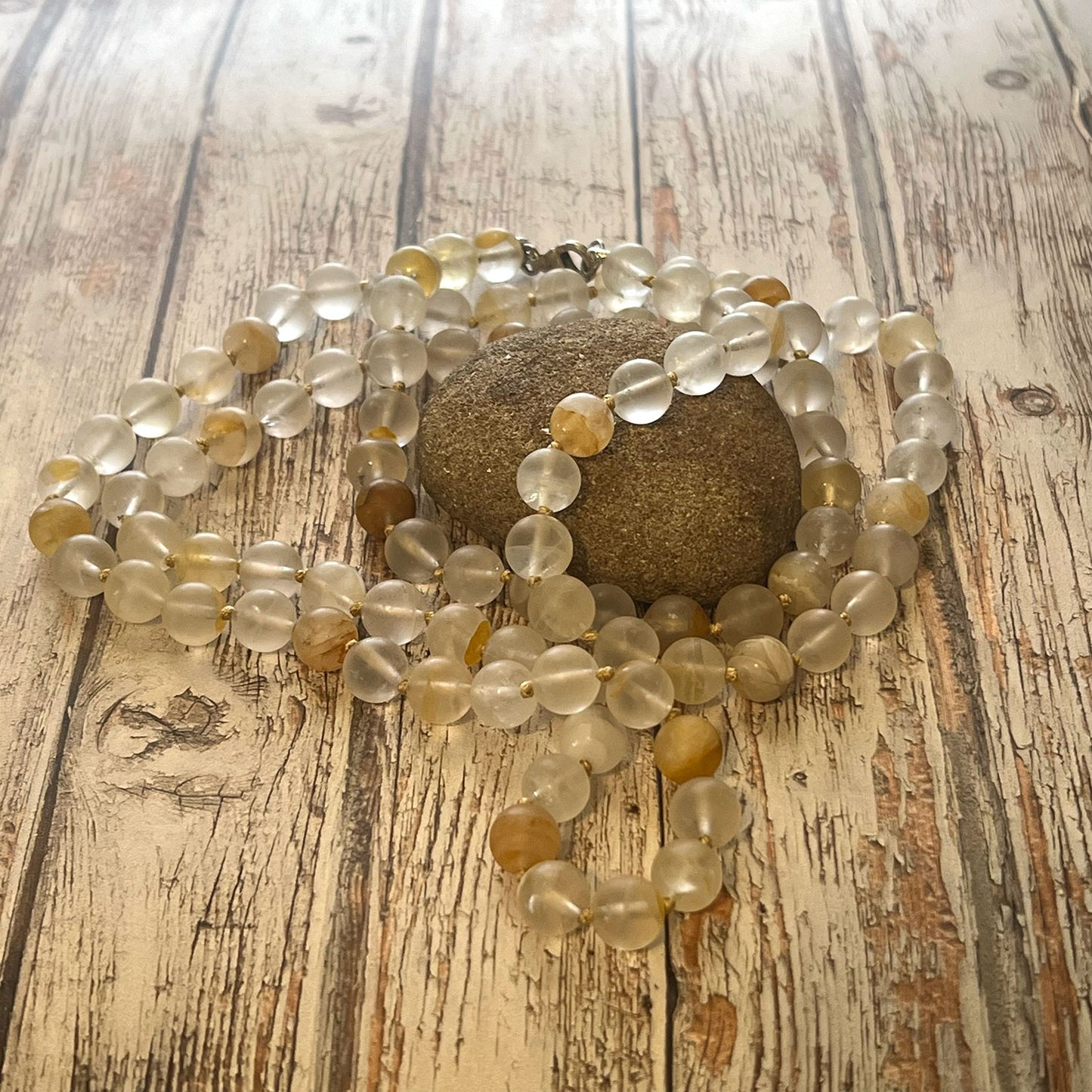 STERLING SILVER HAND SILK KNOTTED CITRINE NECKLACE - I BOW TALISMAN