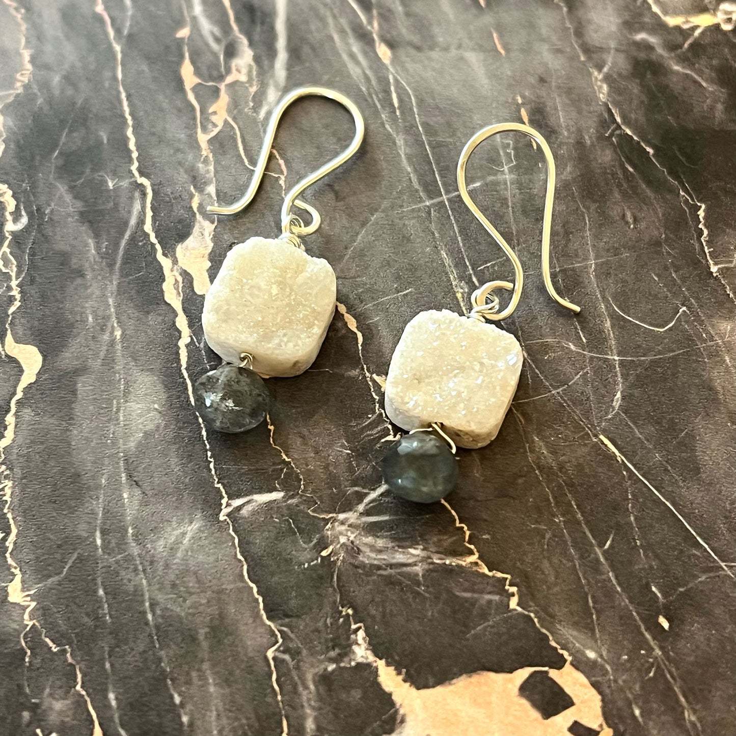 STERLING SILVER DRUZY EARRINGS - AS ABOVE SO BELOW TALISMAN