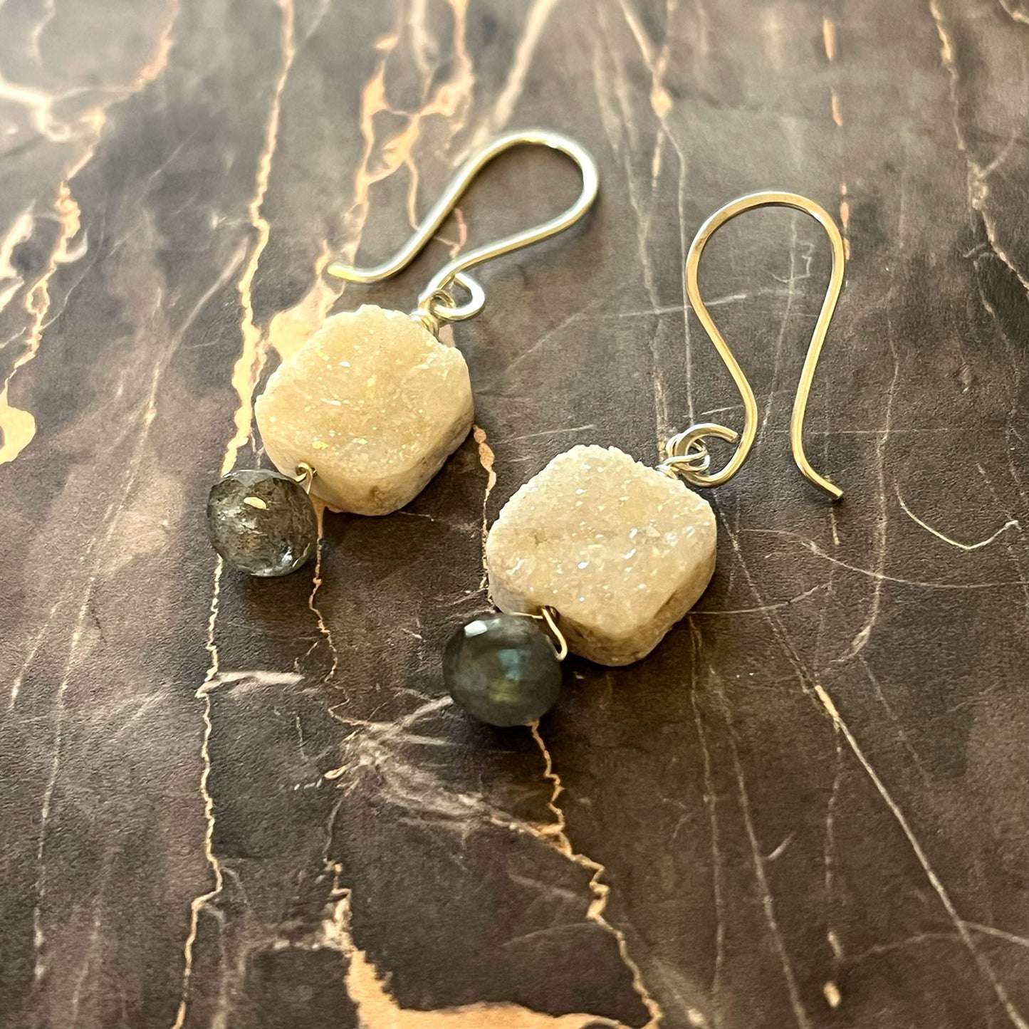 STERLING SILVER DRUZY EARRINGS - AS ABOVE SO BELOW TALISMAN