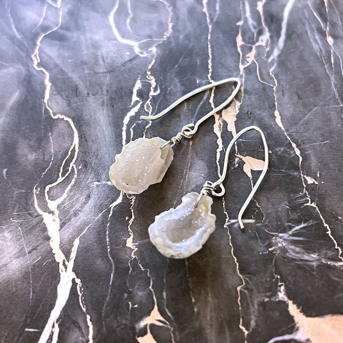 STERLING SILVER DRUZY EARRINGS - AS ABOVE SO BELOW TALISMAN