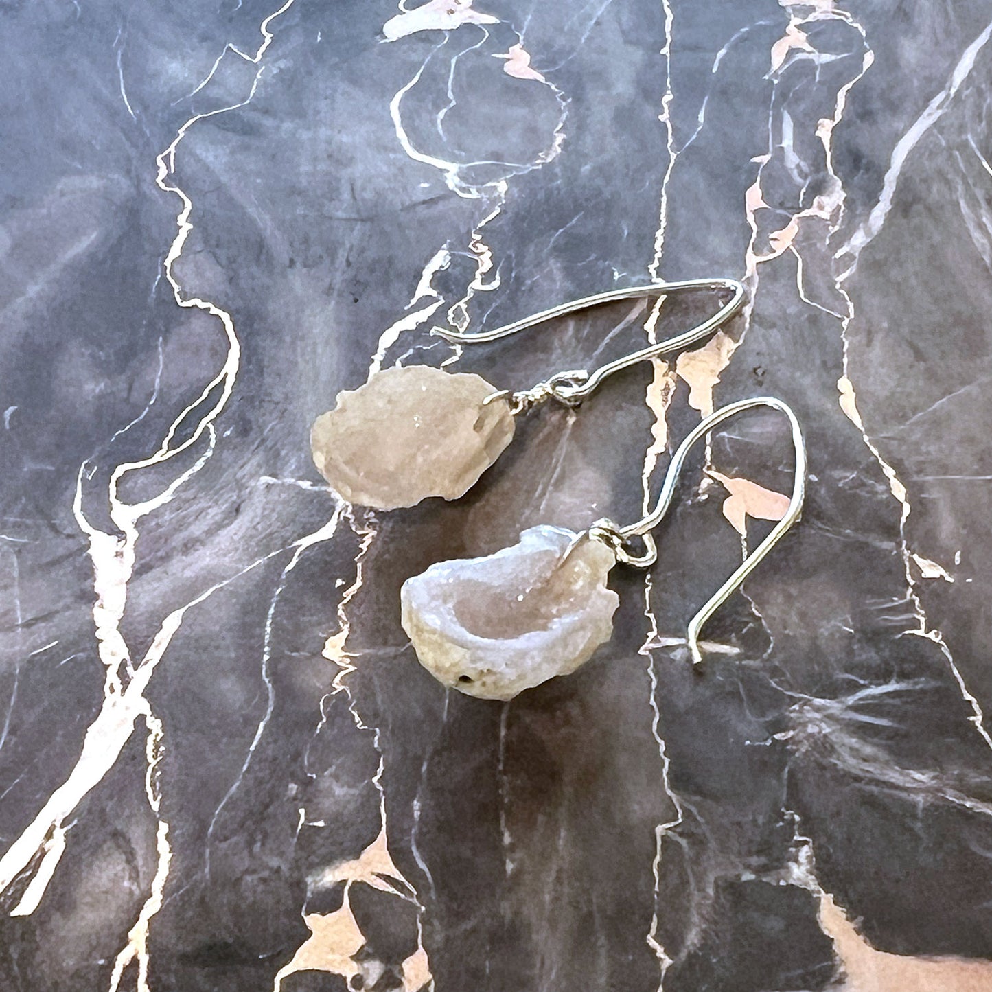STERLING SILVER DRUZY EARRINGS - AS ABOVE SO BELOW TALISMAN