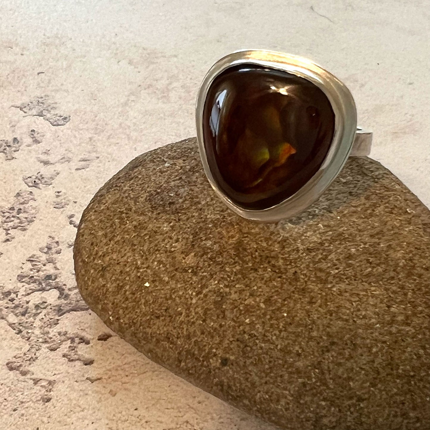 STERLING SILVER FIRE AGATE RINGS - PROTECTIVE EMBRACE TALISMAN