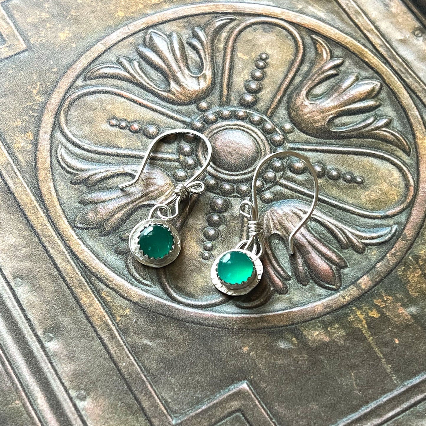 STERLING SILVER BEZEL SET EARRINGS