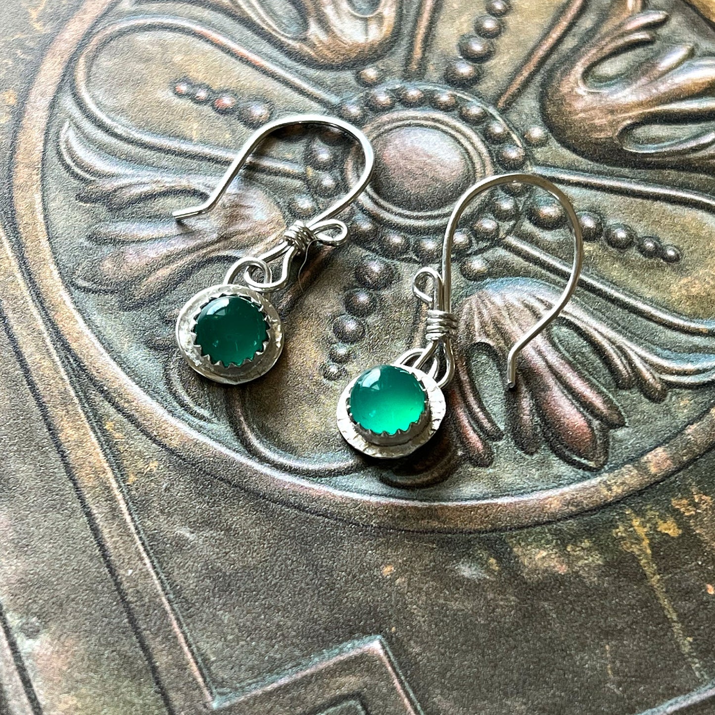 STERLING SILVER BEZEL SET EARRINGS