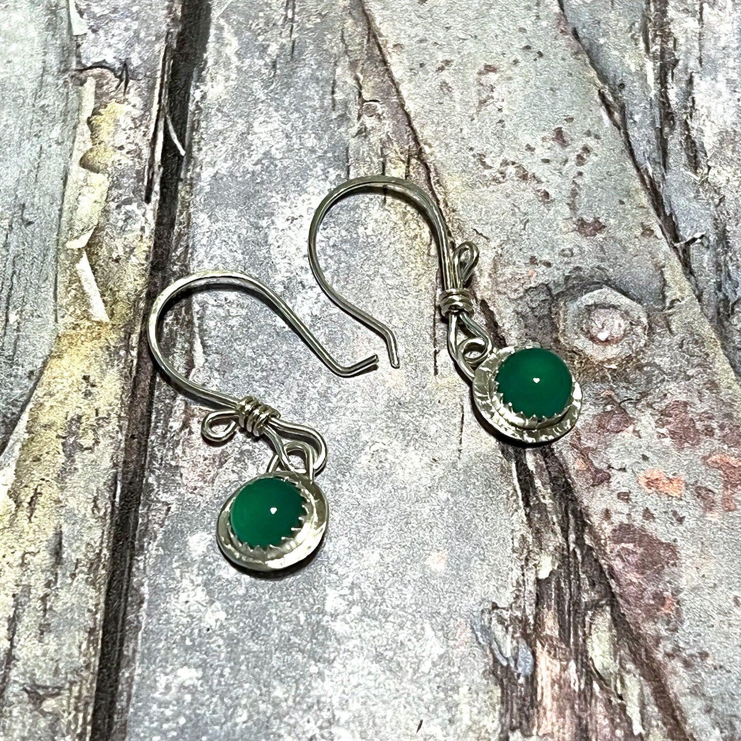 STERLING SILVER BEZEL SET EARRINGS