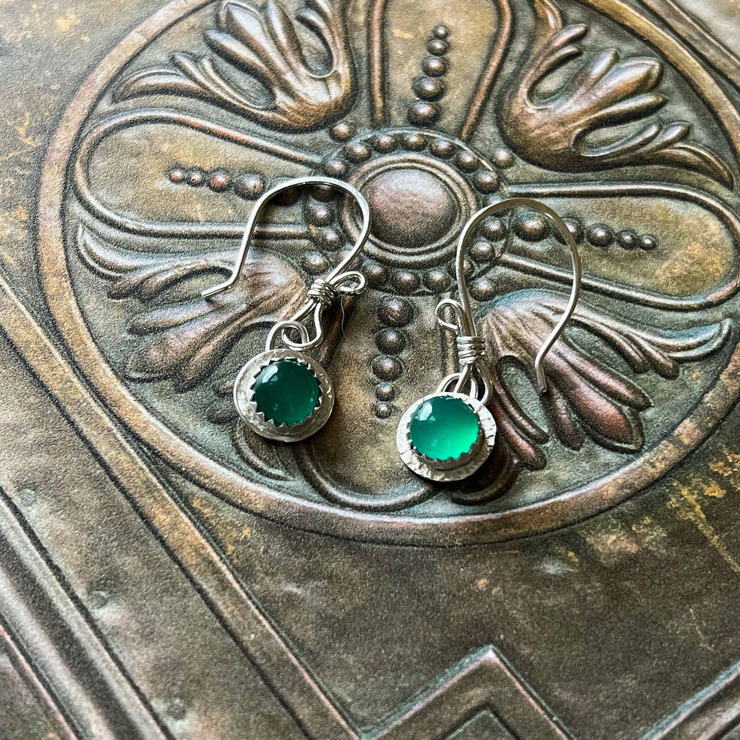 STERLING SILVER BEZEL SET EARRINGS