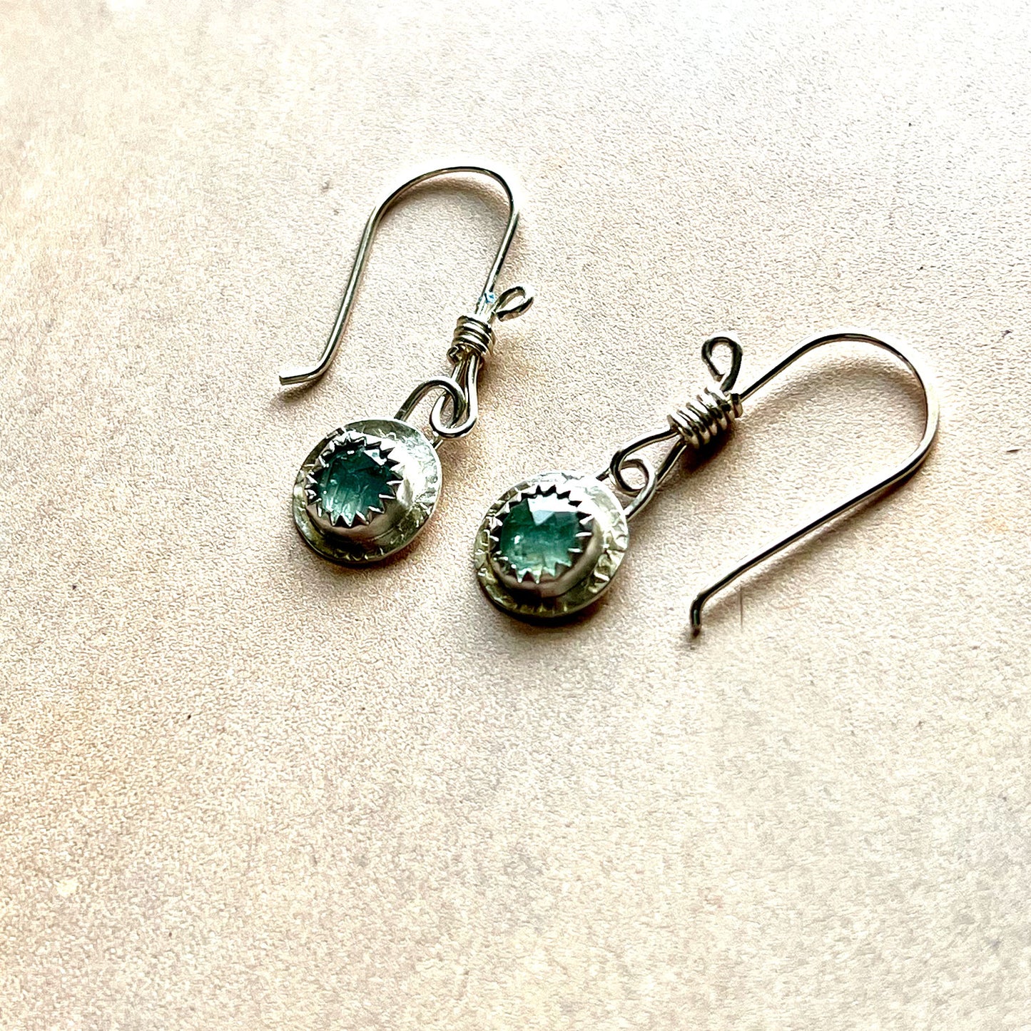 STERLING SILVER BEZEL SET ICE KYANITE EARRINGS - SPEAK MY TRUTH TALISMAN