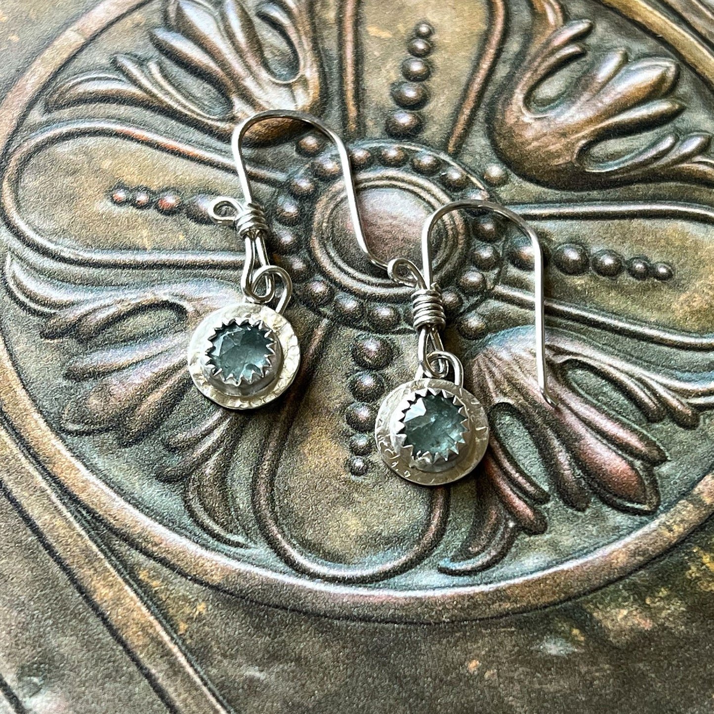 STERLING SILVER BEZEL SET ICE KYANITE EARRINGS - SPEAK MY TRUTH TALISMAN