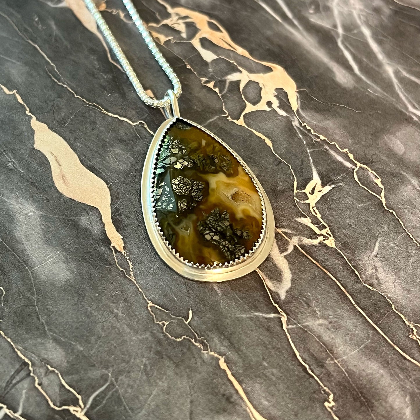 STERLING SILVER MARCASITE TEARDROP NECKLACE - EQUALITY TALISMAN