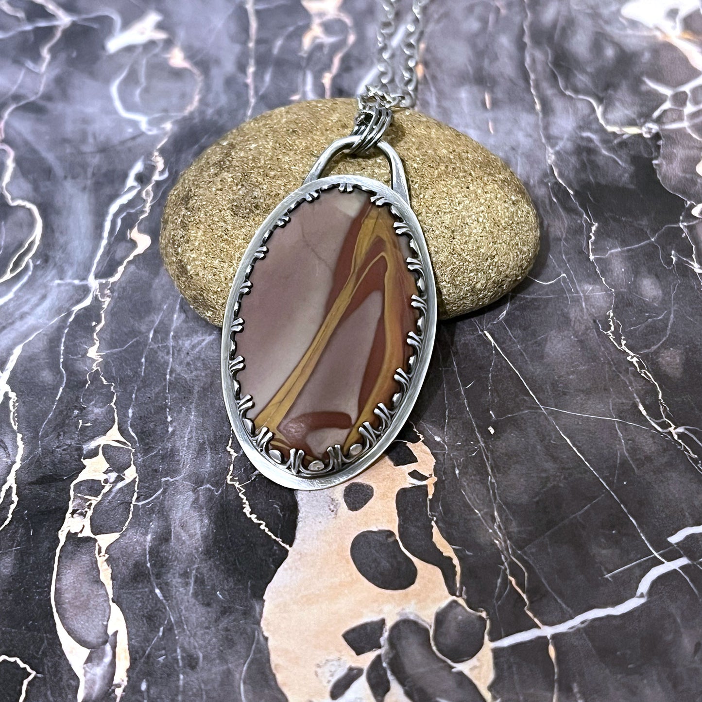 STERLING SILVER NOREENA OVAL NECKLACE - MOTHER EARTH TALISMAN