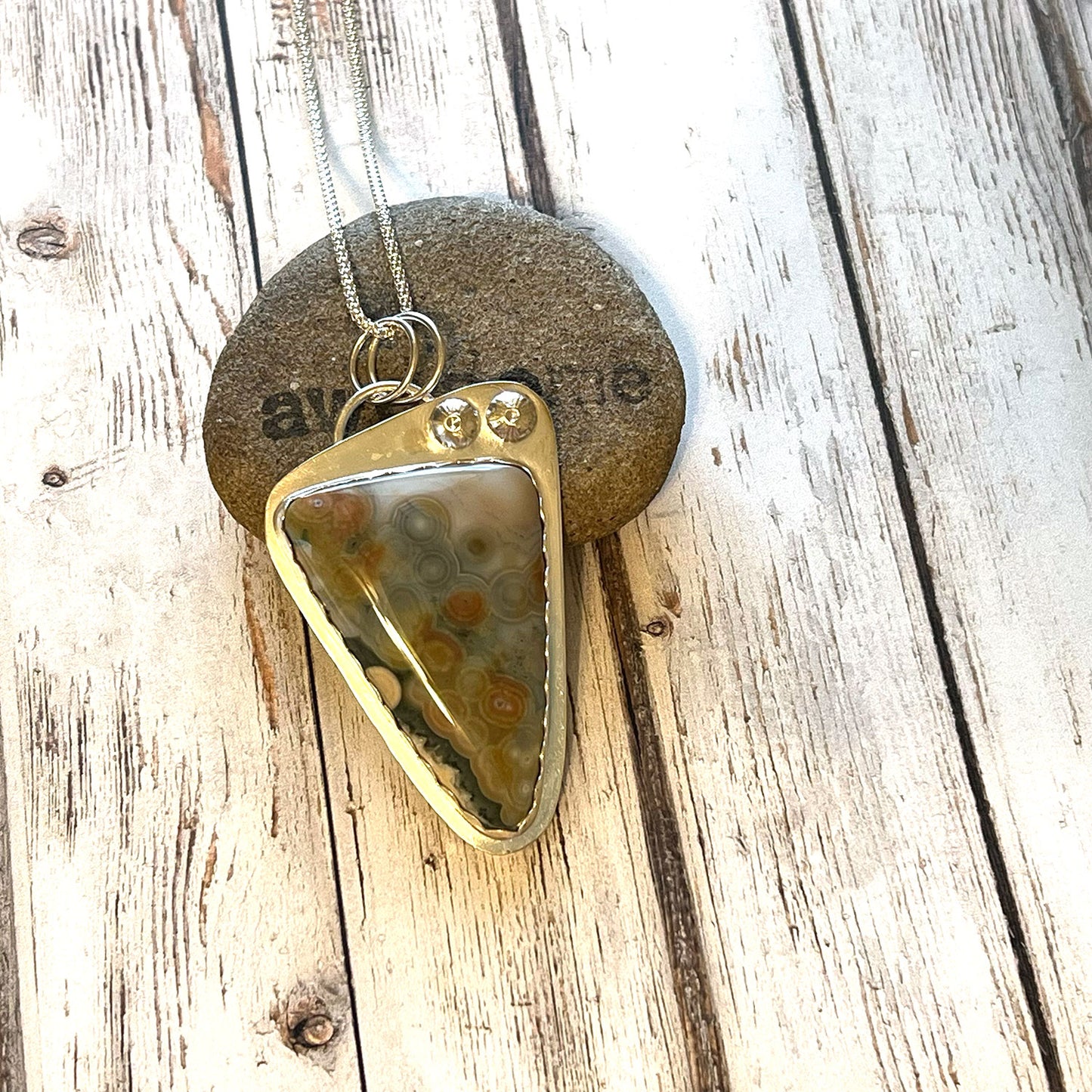 STERLING SILVER OCEAN JASPER NECKLACE - ELEVATION OF SPIRIT TALISMAN