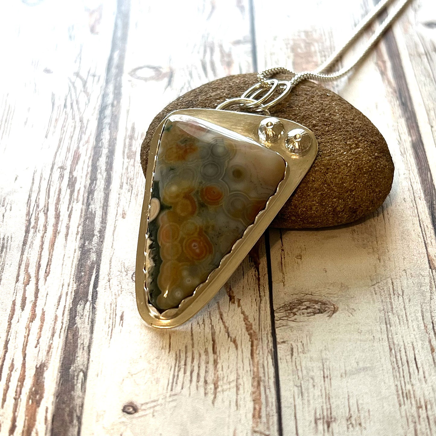 STERLING SILVER OCEAN JASPER NECKLACE - ELEVATION OF SPIRIT TALISMAN