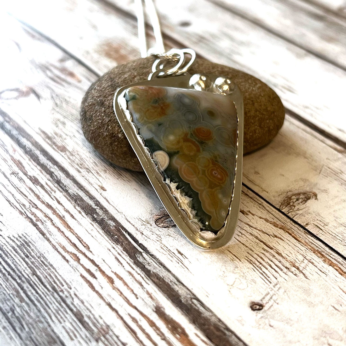 STERLING SILVER OCEAN JASPER NECKLACE - ELEVATION OF SPIRIT TALISMAN