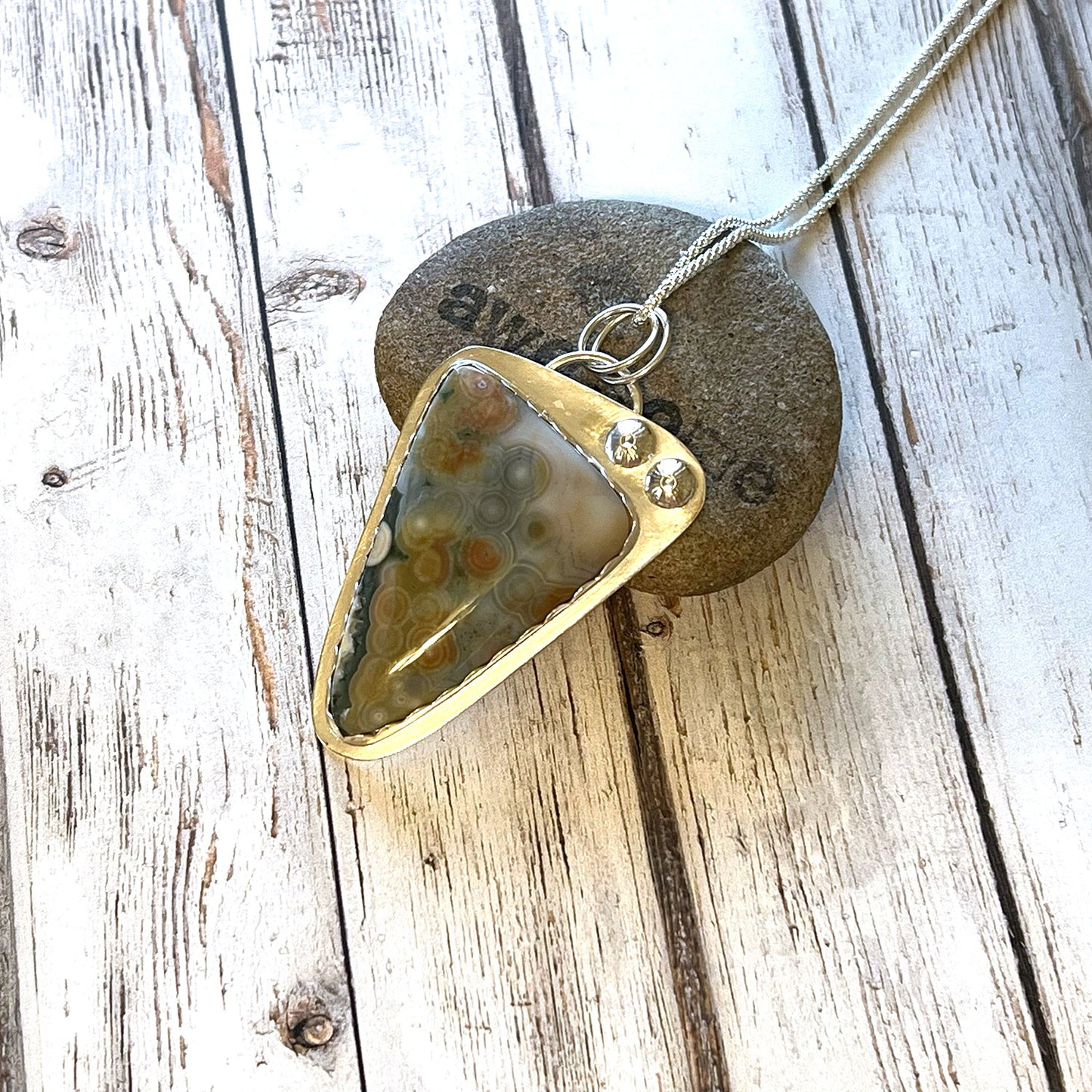 STERLING SILVER OCEAN JASPER NECKLACE - ELEVATION OF SPIRIT TALISMAN