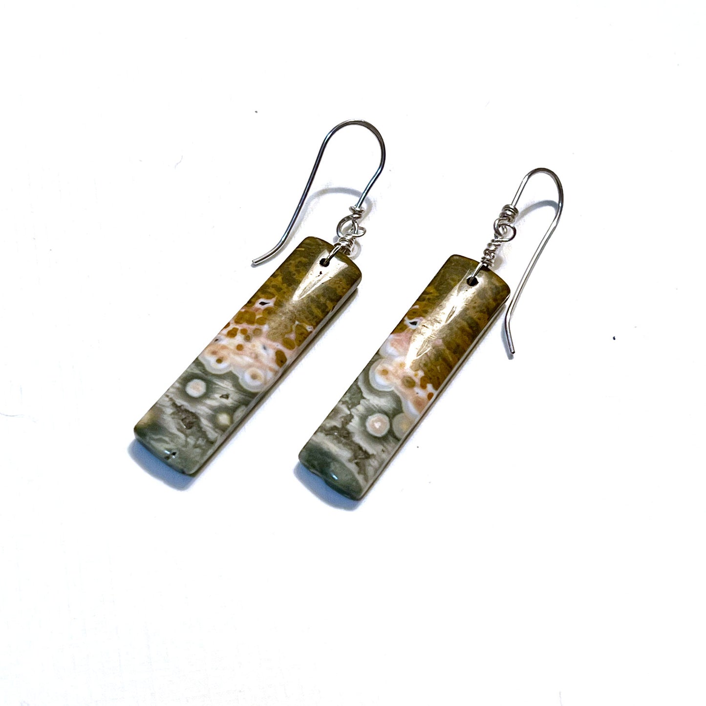 STERLING SILVER OCEAN JASPER RECTANGLE EARRINGS - GIVE ME A LIFT TALISMAN