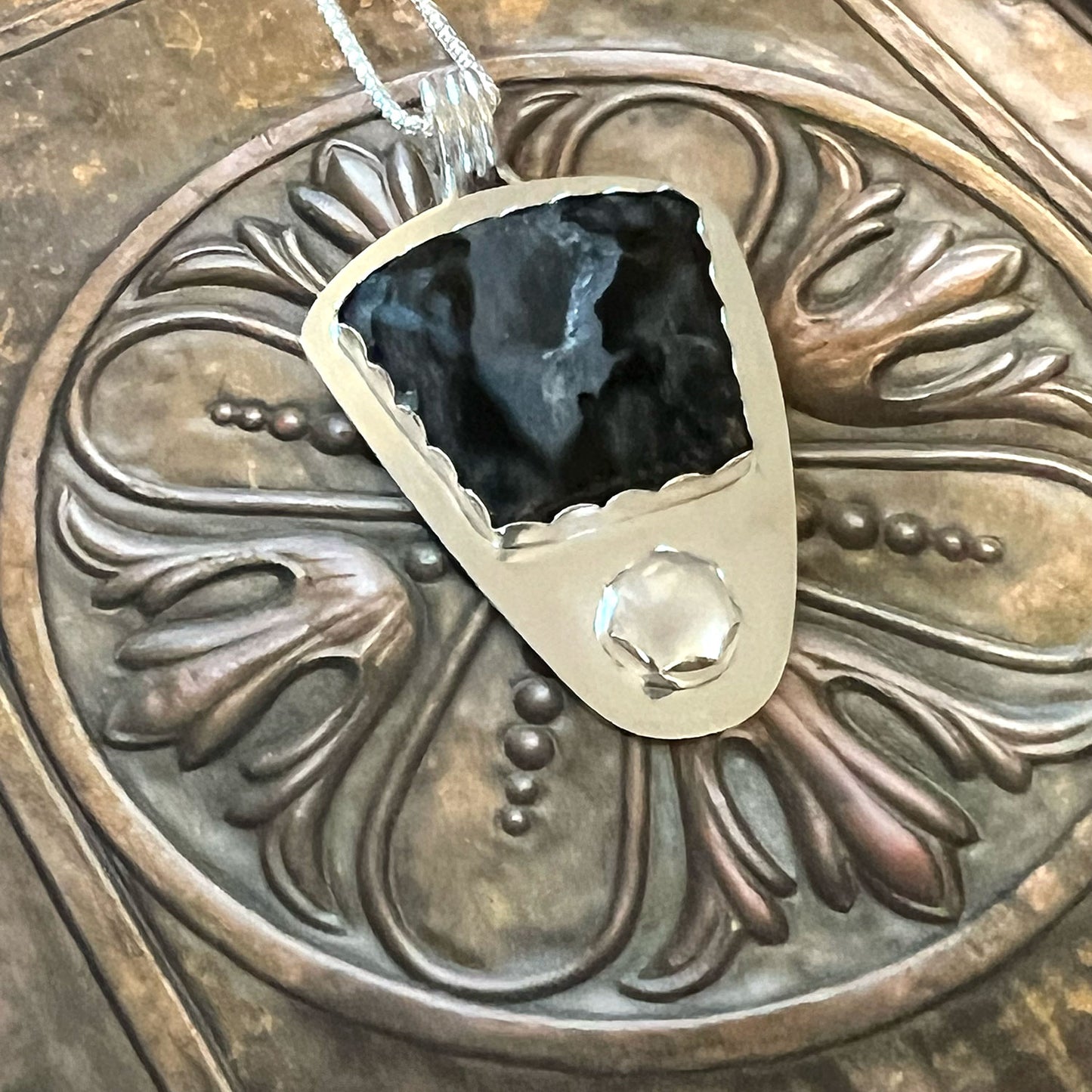STERLING SILVER OHIO BLUE FLINT NECKLACE - FIRE AND EARTH TALISMAN