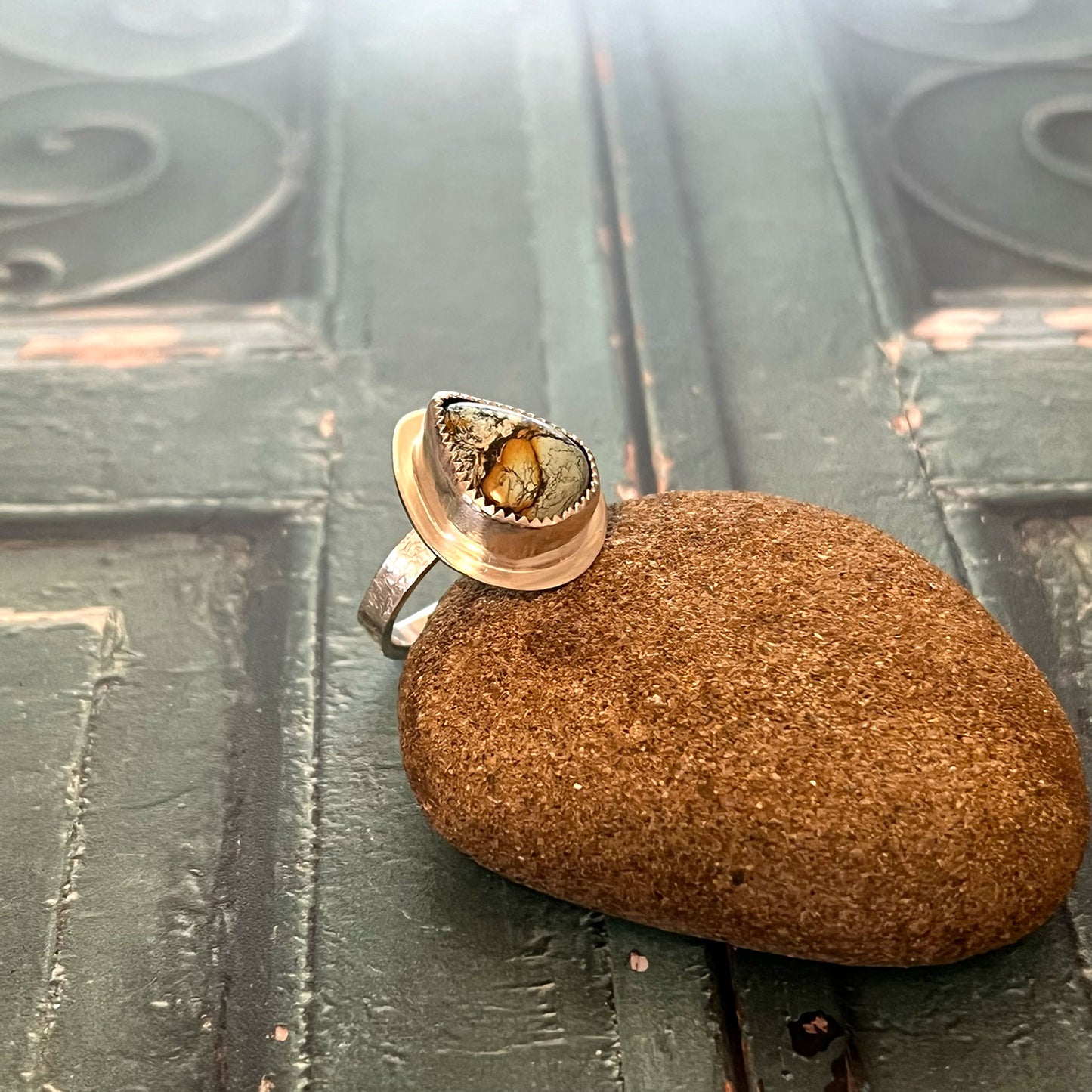STERLING SILVER QINGU TURQUOISE RING - HEAVEN AND EARTH TALISMAN