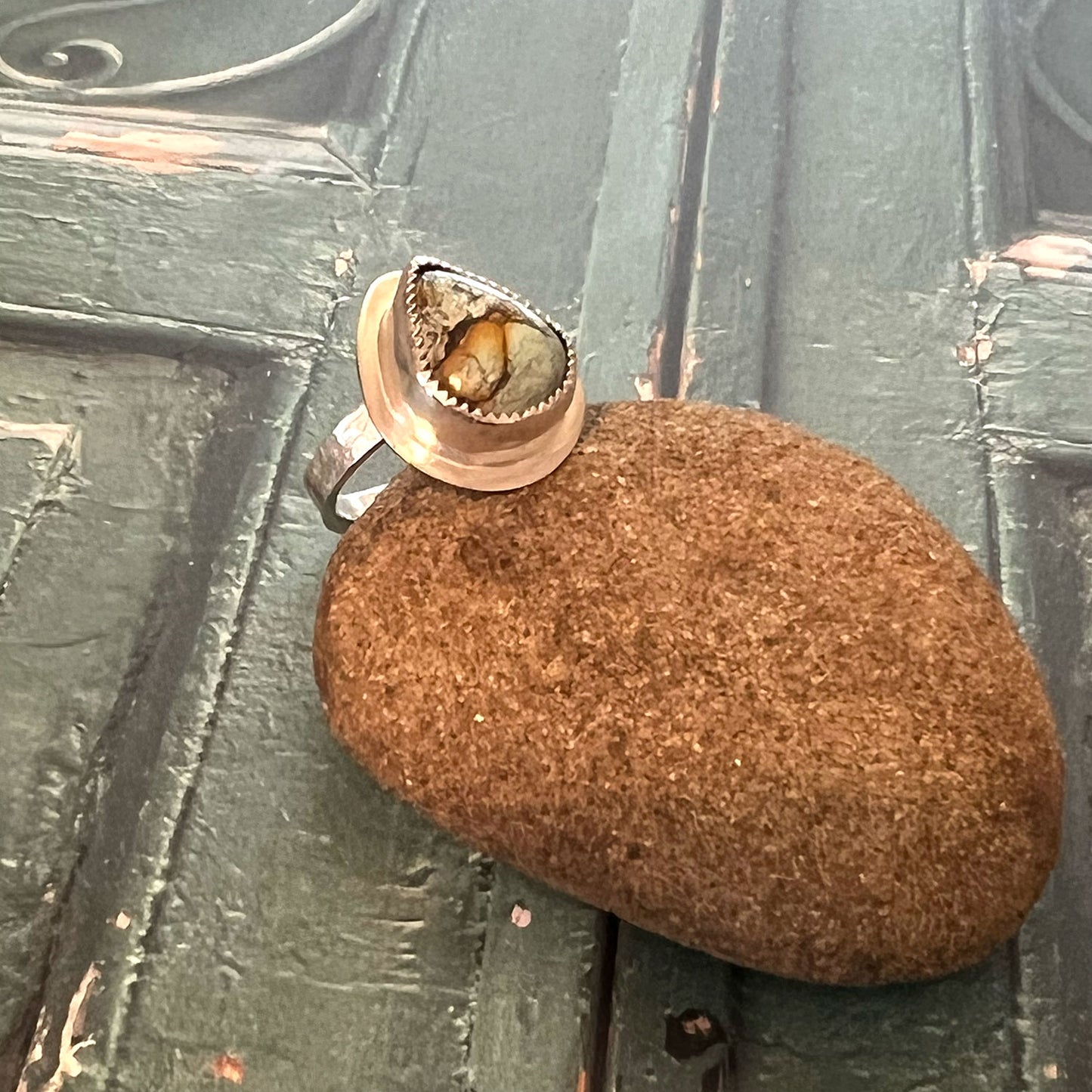 STERLING SILVER QINGU TURQUOISE RING - HEAVEN AND EARTH TALISMAN