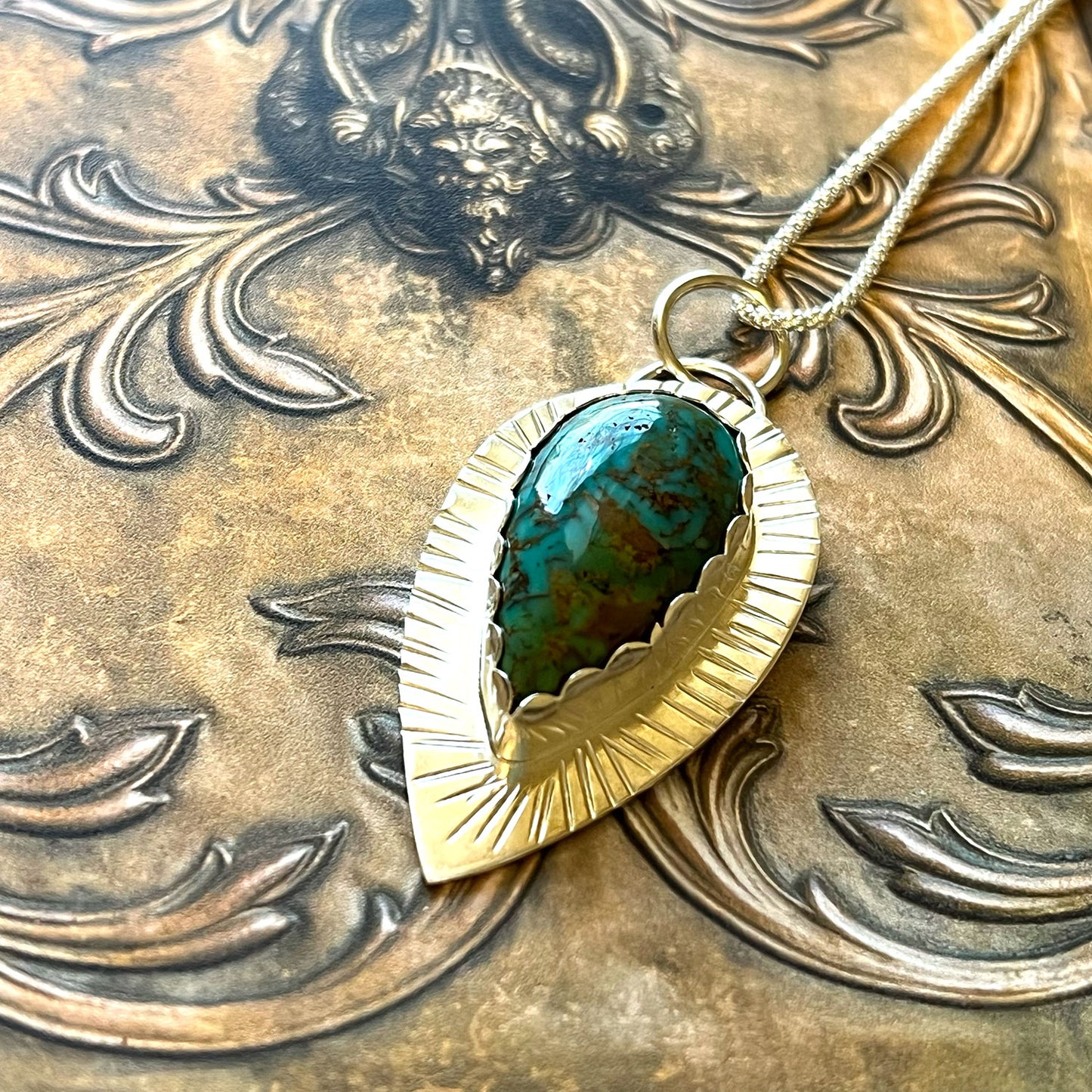 STERLING SILVER RISING PHOENIX TURQUOISE NECKLACE - HEAVEN AND EARTH TALISMAN