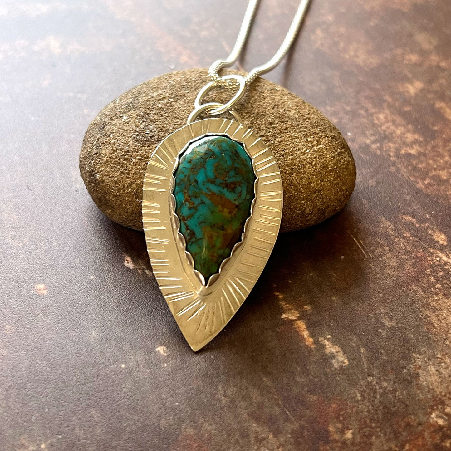 STERLING SILVER RISING PHOENIX TURQUOISE NECKLACE - HEAVEN AND EARTH TALISMAN