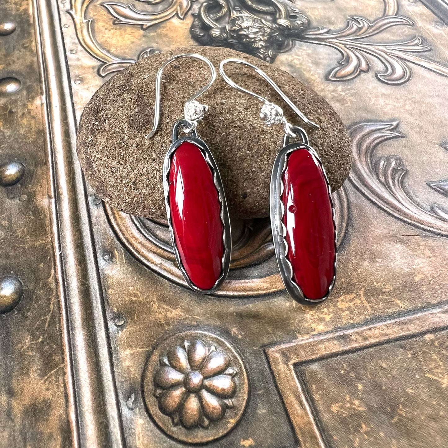STERLING SILVER BEZEL SET EARRINGS